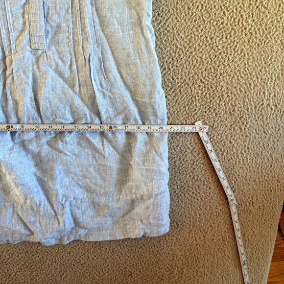 French Curve Linen Tunic Shirt Blue Lightweight Blouse Top - Picture 7 of 13